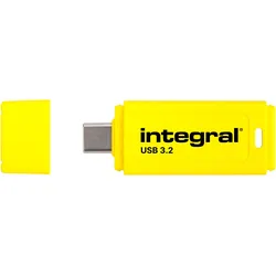 Integral CLE USB 64GB USB-C 3.2 GEN1 DRIVE JAUNE (64 GB, USB-C), USB Stick, Schwarz, Gelb