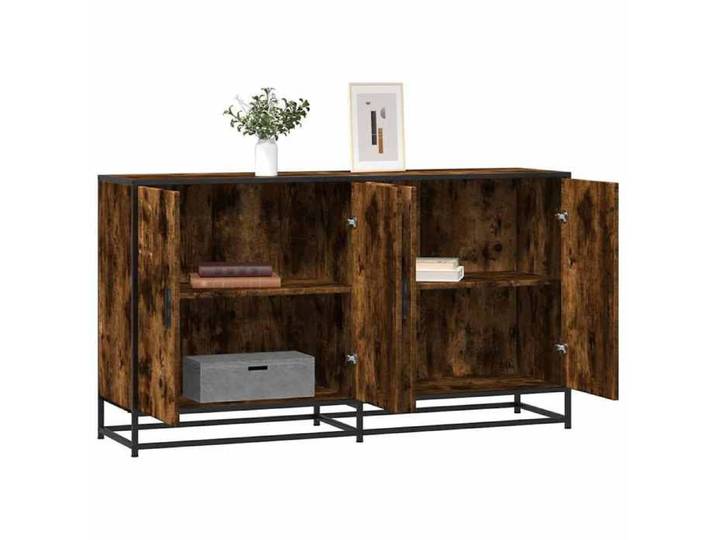 {Brun}Buffet bahut - Moderne-design - bois d'ingénierie - chêne fumé - 4 compartiments - style industriel - Pour salon - 134x35x76 c