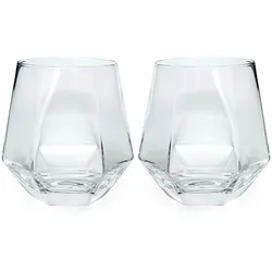 Intirilife 2x Trinkglas im Hexagon Design Durchsichtig - 240 ml Füllmenge - Wasser Saft Glas Spülmaschinenfest Kristallglas stoßfest