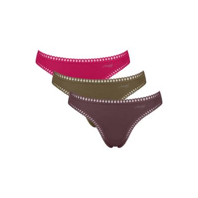 String SLOGGI "String GO Crush String C3P 3er Pack", Damen, Gr. L, bunt (pink, grün), Obermaterial: 95% Baumwolle CO. 5% Elasthan EL., Unterhosen String