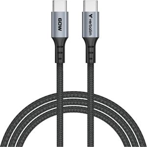 Verbatim Ladekabel Sync & Charge, schwarz, 1,2m, USB-C auf USB-C, 60W Schnellladekabel