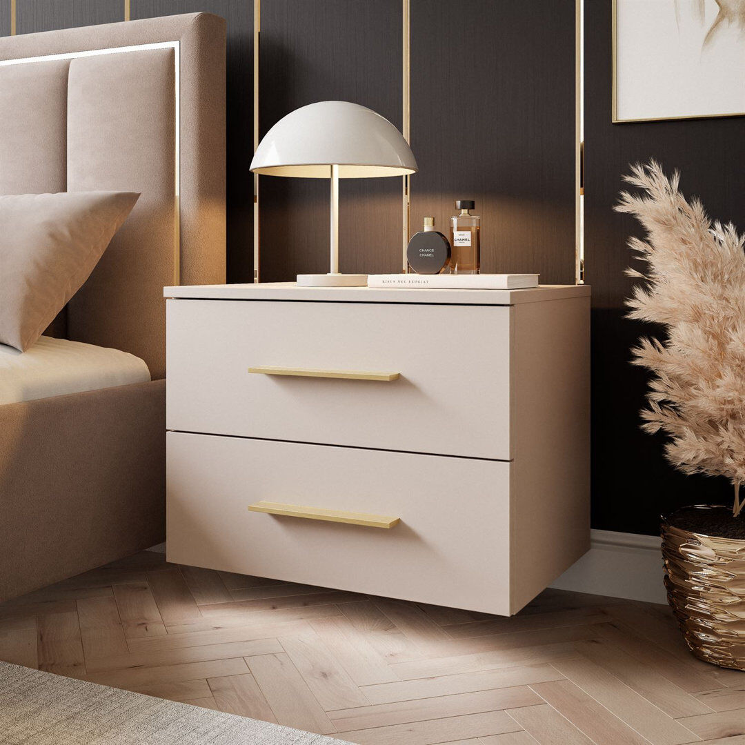 Metro 55 cm W Bedside Table Cashmire/Natural 42cm H X 55cm W X 37cm D