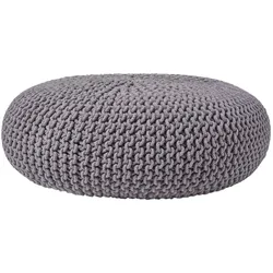 STRICK-POUF grau, Bodenkissen rund 70/70/23 cm