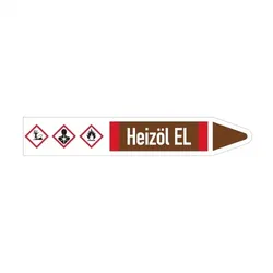 Aufkleber I RKZ-Etikett Heizöl EL,rechts,DIN 2403,braun/weiß/rot,Ø 40-60mm,218x37mm,5/Bogen