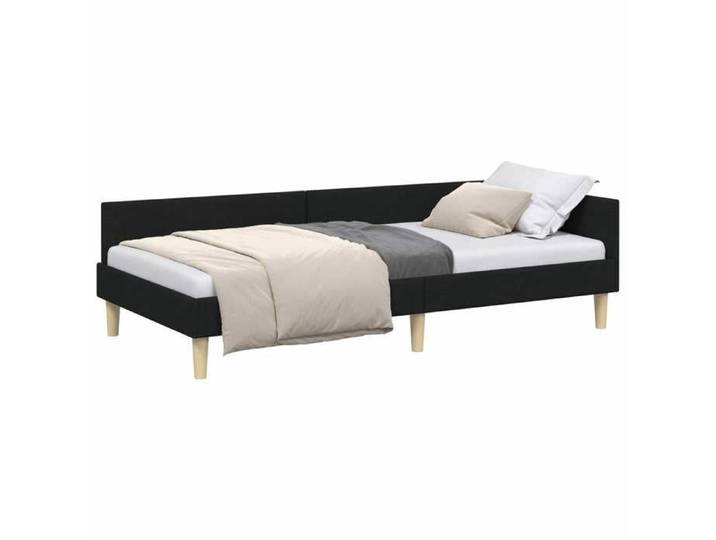 Noir Cadre de lit d'angle Noir 90x190 cm tissu - Structure de lit LV115134