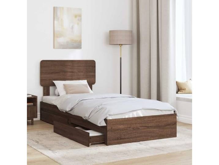 SKTQYQO Bettkasten Eiche Braun 75 x 190 cm Technisches Holz, ausziehbare Schubladen, minimalistisches Design, zeitgenössisch
