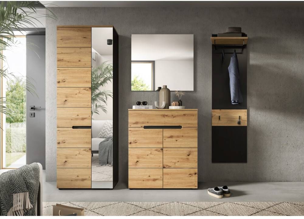 Pharao24.de Garderobenset Flurmöbel Set Garderobenschrank Schuhkommode (vierteilig)