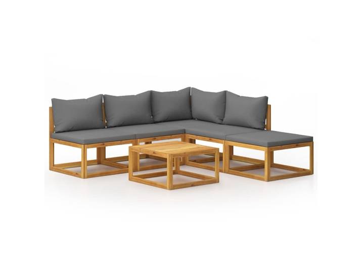 vidaXL 6-tlg. Garten-Lounge-Set mit Auflagen Massivholz Akazie