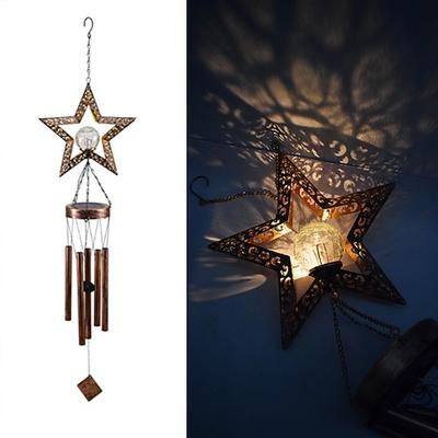 Solar-Windspiele Außenleuchte Mond Sonne Stern Lampe Schmiedeeisen Sonne Rasen Flutlicht Terrasse Outdoor Garten Dekoration wasserdicht warmweißes Licht