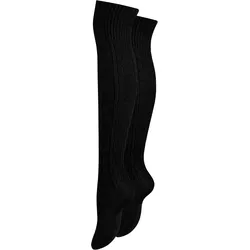 Paolo Renzo® Damen Baumwoll Overknees mit Zopfmuster & Anti-Rutsch-Bund 3 Paar - Größe 36/41 - Beige