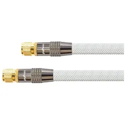 Python SAT-Antennenkabel, F-Stecker auf F-Stecker, vergoldet, Abschirmung 120dB, 75Ohm, Nylongeflecht weiß, (120 dB, SAT Kabel), Antennenkabel