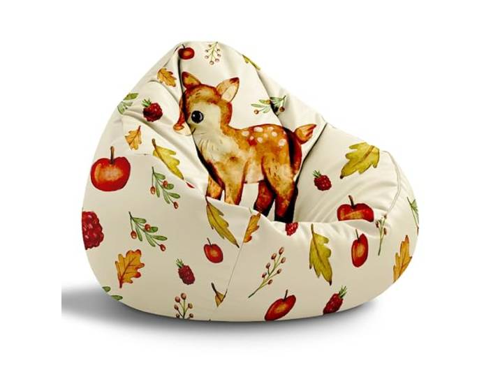 DreamRoots Sitzsack Kinder Bean Bag, Magic Deer, Gr. M Sitzkissen Kinder Boden, Kinderzimmer Möbel, Sitzsäcke fürs Kinderzimmer, mit Füllung
