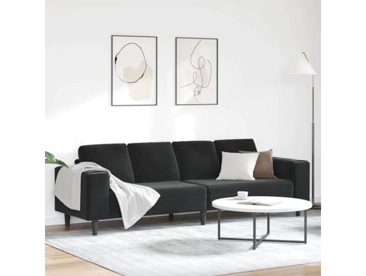ZQQLVOO Sofa Schwarz 250 cm Polyester Wohnzimmer Atmungsaktiver Stoff, Sperrholzkorpus, Schaumkissen, Pflegeleicht, Modernes Design