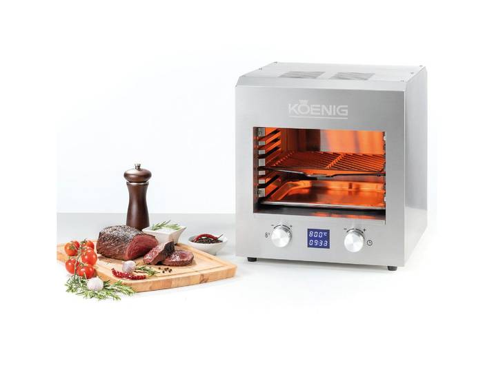 Tischgrill KOENIG Beef Grill XL , silber (silberfarben), Kontaktgrill_Standgrill_Tischgrill_Teppanyakigrill, Tischgrill