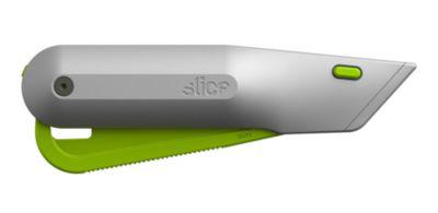 SLICE Sicherheitsmesser, für Links-/Rechtshänder, Auto-Klingenrückzug, Metall, blau-grau