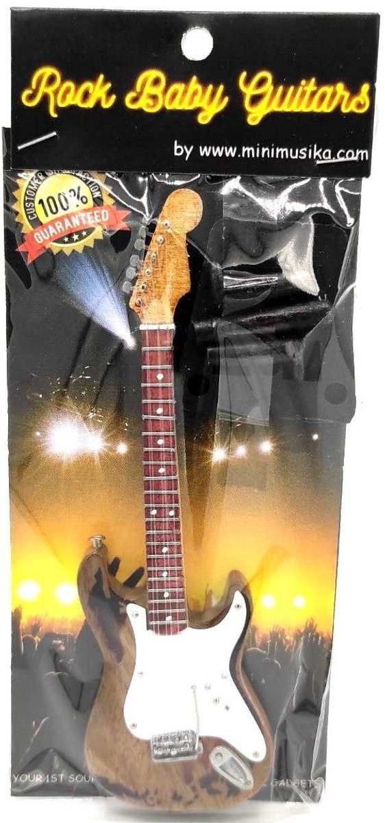 Baby miniatuur replica Fender Stratocaster gitaar Rory Gallagher, 15 cm