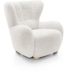 SESSEL MIST, Polstersessel Klassisch Loungesessel, Bucle-Stoff Weiß