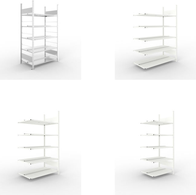 Meta Set Büroregal S3 COMPACT, 1850x1000x600 mm doppelseitig mit 5 Böden + Büro-Anbauregal COMPACT doppelseitig, 1850x1000x600 mm mit 5 Böden + Büro-Anbauregal COMPACT doppelseitig, 1850x1250x600 mm mit 5 Böden + Büro-Anbauregal COMPACT doppelseitig, 1850