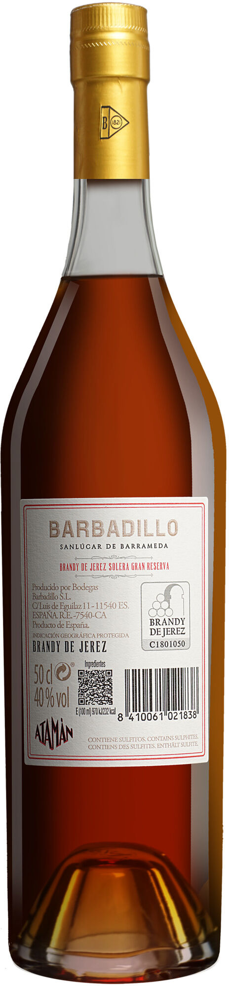 Brandy Barbadillo Solera Gran Reserva - 0,5 L. 40% Vol. Brandy aus Spanien