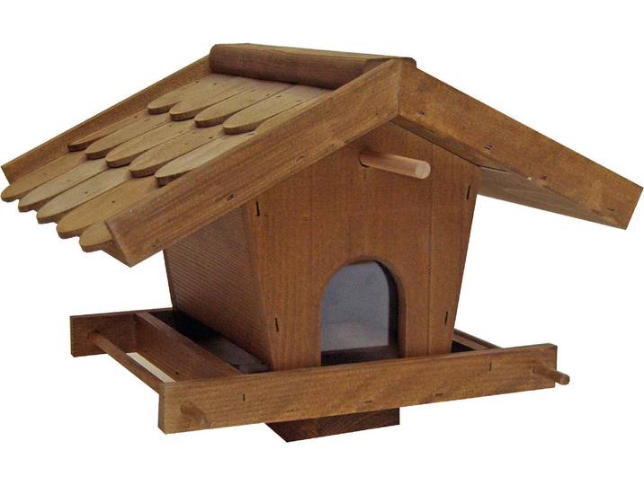 Vogelhaus Futterhaus Davos FSC , bunt, B:37cm H:25cm T:30cm, Tierhäuser, Vogelhaus, Holzart: Tanne (Schweiz)