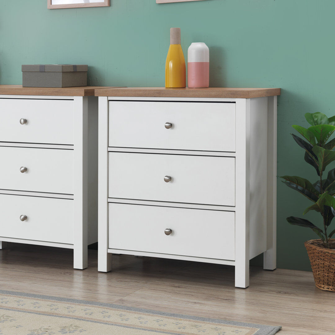 August Grove Foote 70 cm W Chest of 3 Drawers White 78.5cm H X 70cm W X 40cm D