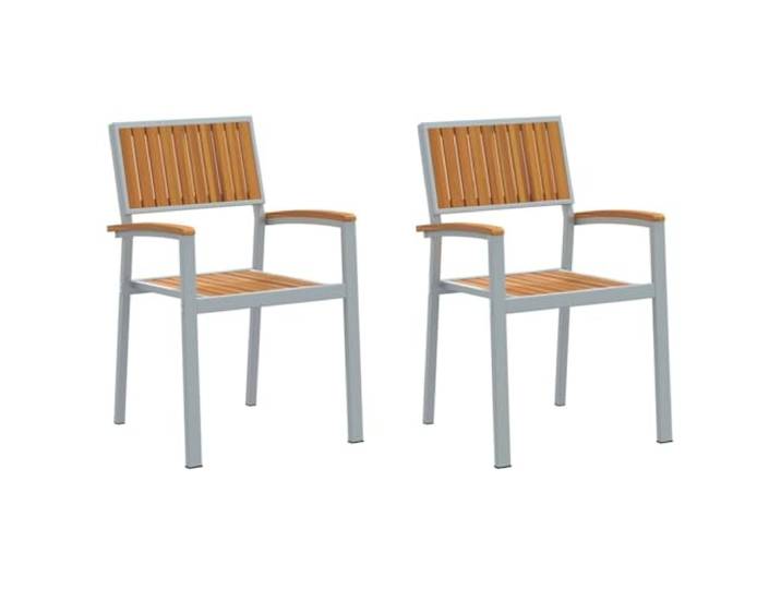 GHVBNMF Stapelstuhl 2er Set Akazie Holz Braun 56 x 57 x 87 cm Stilvoller Armlehnenstuhl aus Akazienholz für Balkon, Terrasse und Garten. Ergonomisch geformt und Platz sparend stapelbar.