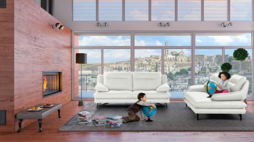 2-Sitzer CALIA ITALIA "Cezanne, italienisches Design trifft erstklassigen Sitzkomfort, Leder", weiß (370 bianco puro), B:180cm H:90cm T:109cm, Sofas, Edles Designsofa in besonders langlebigen & pflegeleichten Lederarten