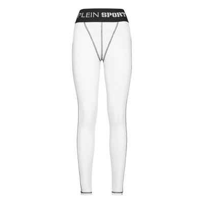 Leggings PLEIN SPORT "Jogging-Leggings", Damen, Gr. XXL, US-Größen, weiß (01, weiß), Obermaterial: 90% Polyester, 10% Elasthan, Hosen Leggings