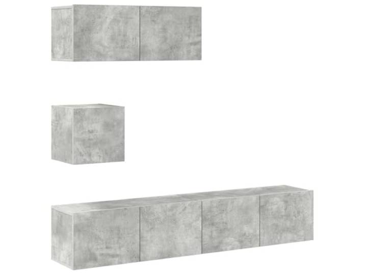 LKJephalotrop 4-TLG. TV-Schrank-Set Betongrau aus Holzwerkstoff Platzsparende 4-teilige Hängeboard Kombination in Betongrau für das Wohnzimmer mit reichlich Stauraum.