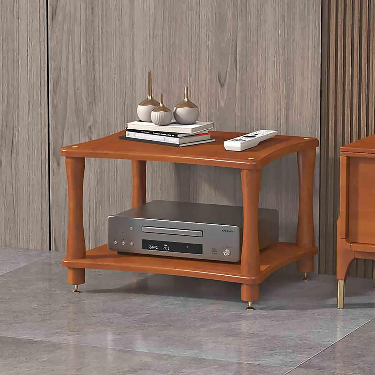 Modern HIFI Kast Stereo Meubel met Open Constructie - Geel - Breedte: 42 cm