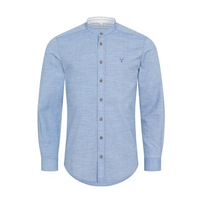 Trachtenhemd NÜBLER "Trachtenhemd Severin", Herren, Gr. XL, EURO, blau, Obermaterial: 100% Polyester PES., Hemden Trachtenhemd