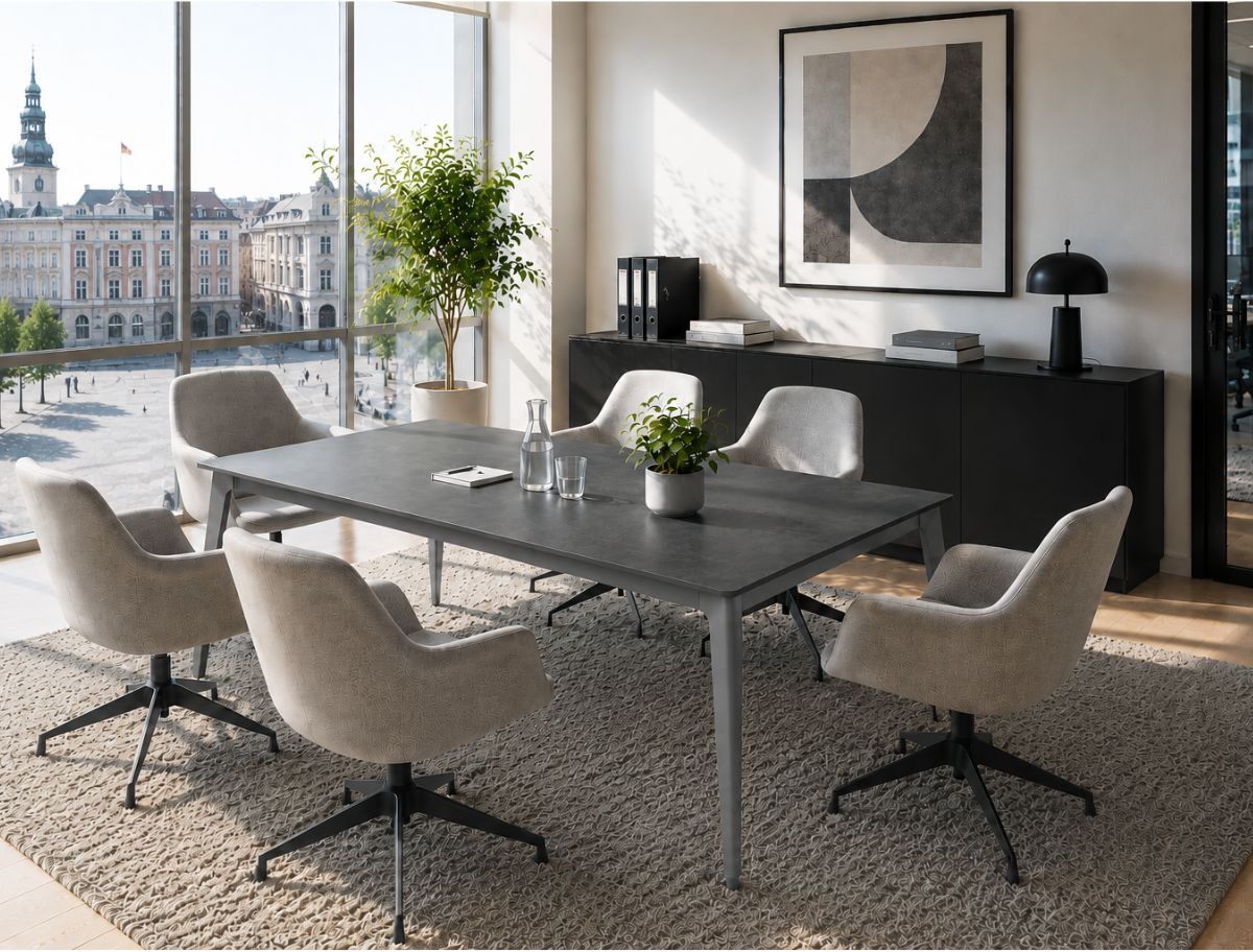 B2B Partner Jednací kancelářský stůl PRIMO ACTION, 160x80 cm, šedostříbrná podnož, ořech
