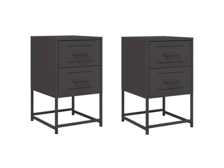 GHVBNMF Nachttisch 2er Set Schwarz 36x39x60,5 cm Stahl Industrial Industrielle Beistelltische aus robustem Stahl mit reichlich Stauraum für Schlafzimmer, Wohnzimmer oder Arbeitszimmer.