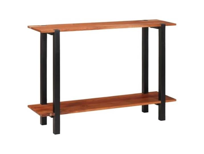 Konsolentisch mit Regal aus Akazienholz Braun und Schwarz 110x30x75 cm Massivholz Akazie, Metallrahmen, Regal, Flur, Wohnzimmer, schlankes Design, einfache Montage
