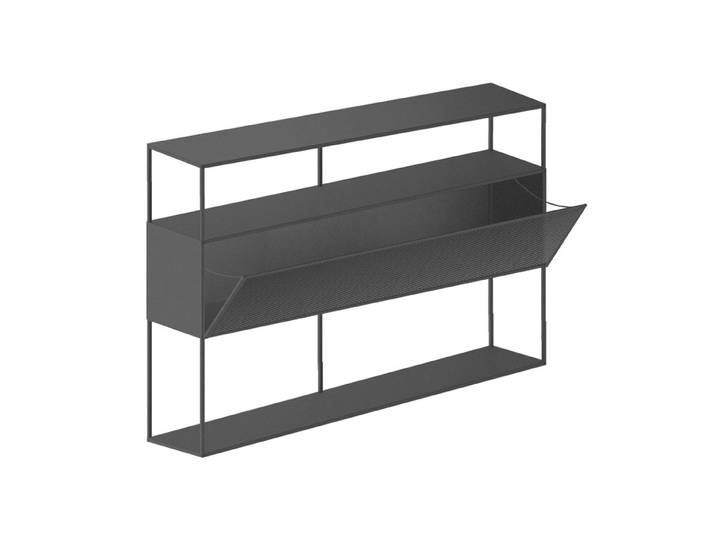 ZEUS buffet TRISTANO H 103 cm (Gris micacvec le strip LED - Métal)