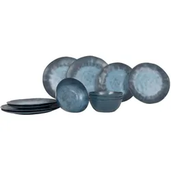 Gimex, Geschirrset, - Stone Line - Servies - Donkerblauw - 12-Delig (12 Stk.)
