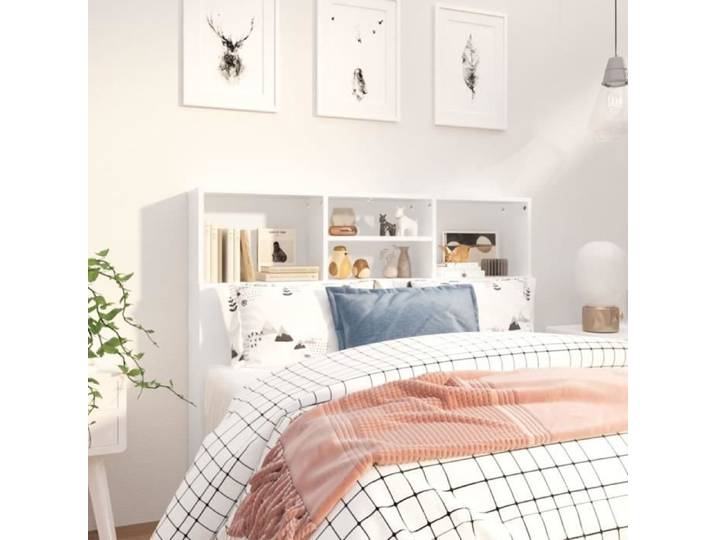 Armoire de tête de lit - ZERONE - Blanc - 120 cm - Contemporain - Design - Rangement supplémentaire