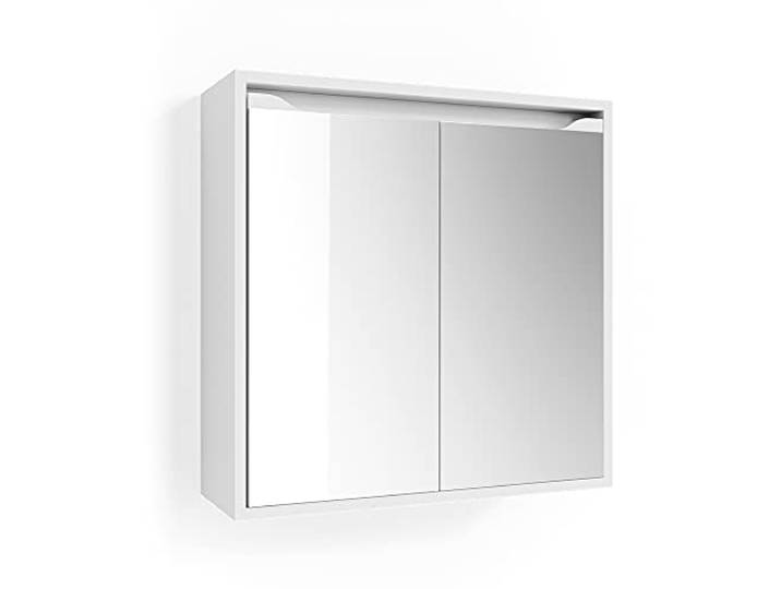 Vicco Badspiegelschrank Ruben , Weiß 60 x 60 cm 2 Türen · 2 Ablagefächer · Große Spiegelfläche · Für Kosmetik & Pflegeprodukte · Über dem Waschbecken