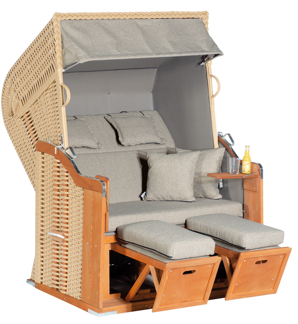MUESING Strandkorb Rustikal 255 Plus 2-Sitzer KS-beige Stoff 1238 16976973