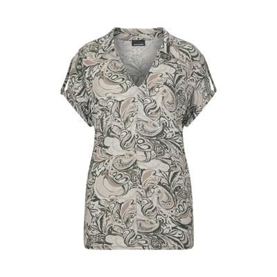 Print-Shirt GOLDNER "Blusenshirt mit Paisley-Muster", Damen, Gr. 44, beige (stein, gemustert), Obermaterial: 95% Viskose CV. 5% Elasthan EL., gerade, Shirts, strechbequemer Viskosejersey
