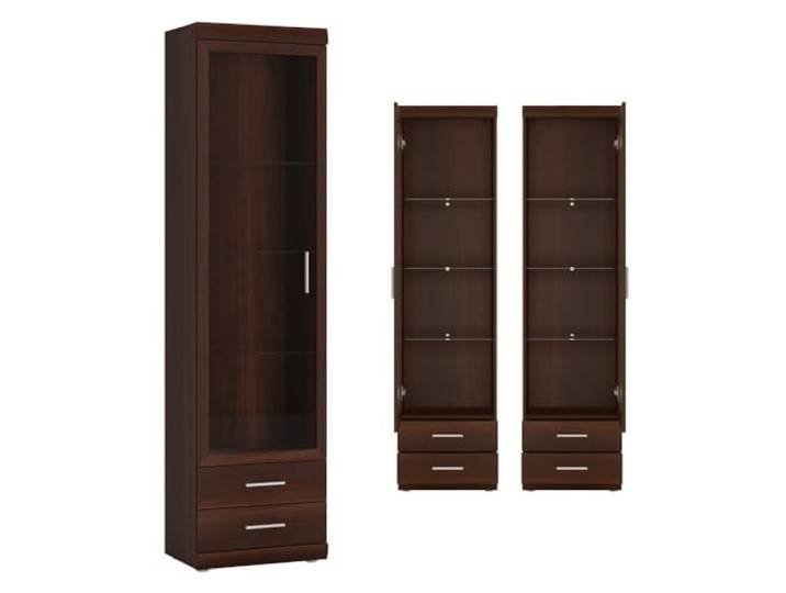 Lomadox Vitrine Wohnzimmer schmal 50 cm Nussbaum Vitrinenschrank Schrank Regal Stauraumschrank Wohnzimmerschrank