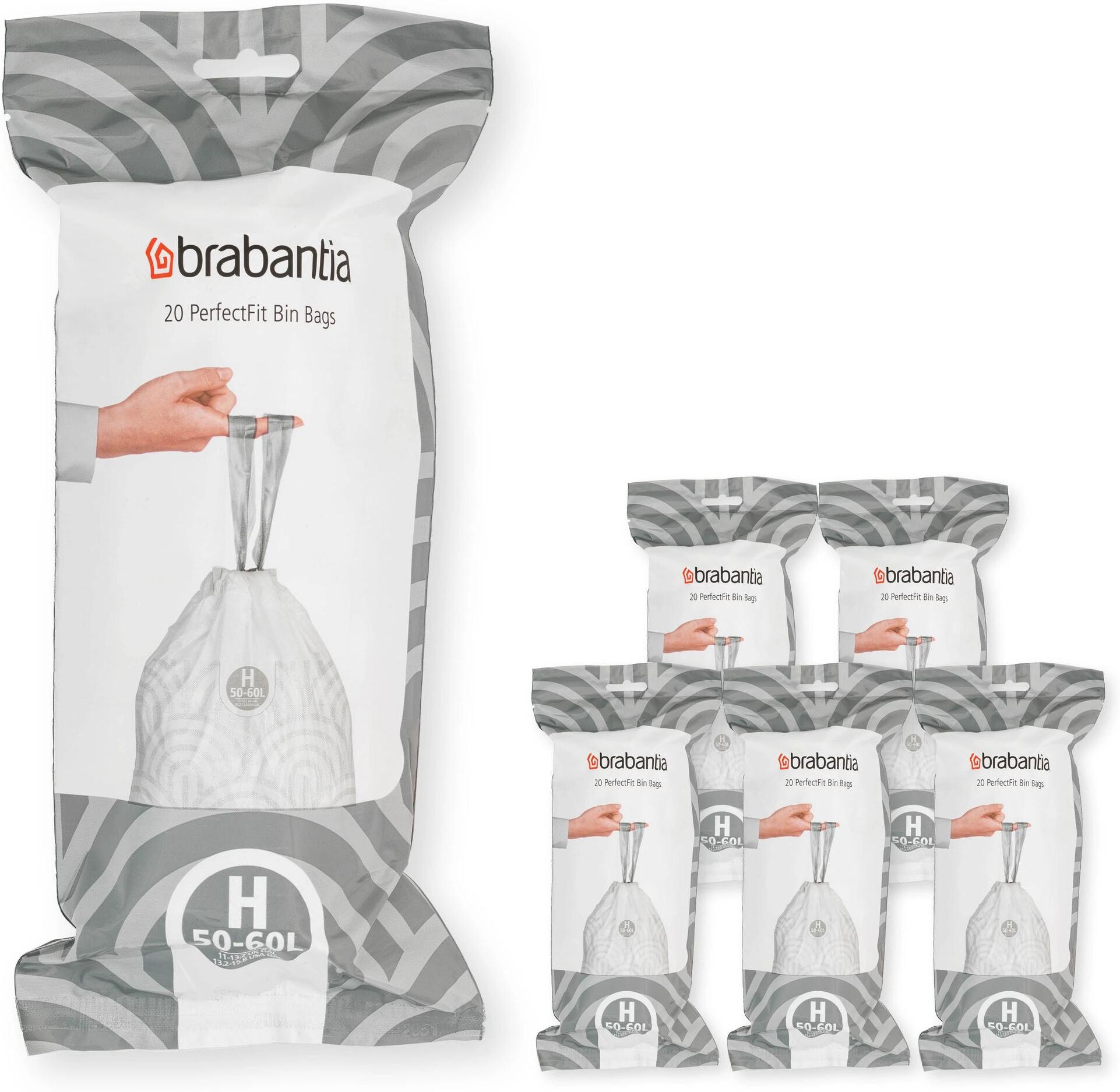 Mülleimer BRABANTIA "PerfectFit H 50-60 l, 120 Stück", weiss (weiß), Kunststoff, Mülleimer, Mülleimer weiß Einheitsgröße