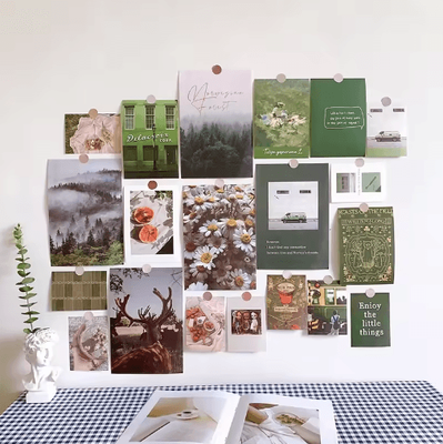 Inspire Picks Nordic Retro Photo Card Wall Stickers Aesthetic Postcard Collage Decor For Bedroom 5