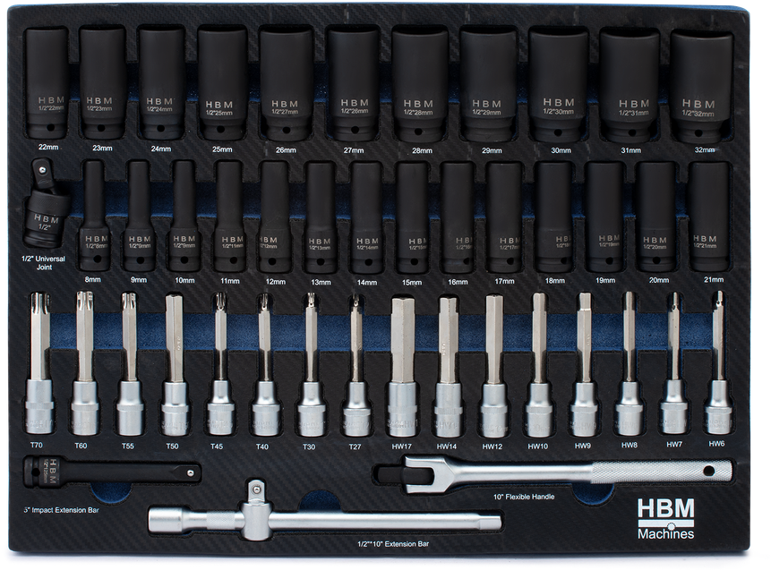 HBM Insert avec set de douilles à choc, set d'embouts 45 pièces