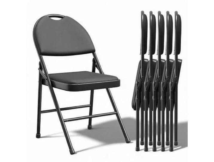 GarveeTech 6er Set Klappstühle PU Leder Sitz Metallgestell Schwarz Gepolsterte Faltstühle mit Gummifüßen, stabilem Rahmen und flexibler Nutzung für Küche, Büro und Veranstaltungen