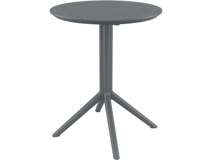 CLP Gartentisch rund Kunststoff dunkelgrau, Dunkelgrau, Rund, 60x74x60 cm, Gartenmöbel, Gartentische, Gartentische