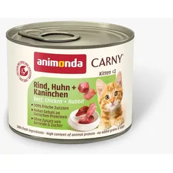 animonda Carny Kitten 200g Dose Katzennassfutter 12 x 200 Gramm Rind und Huhn und Kaninchen