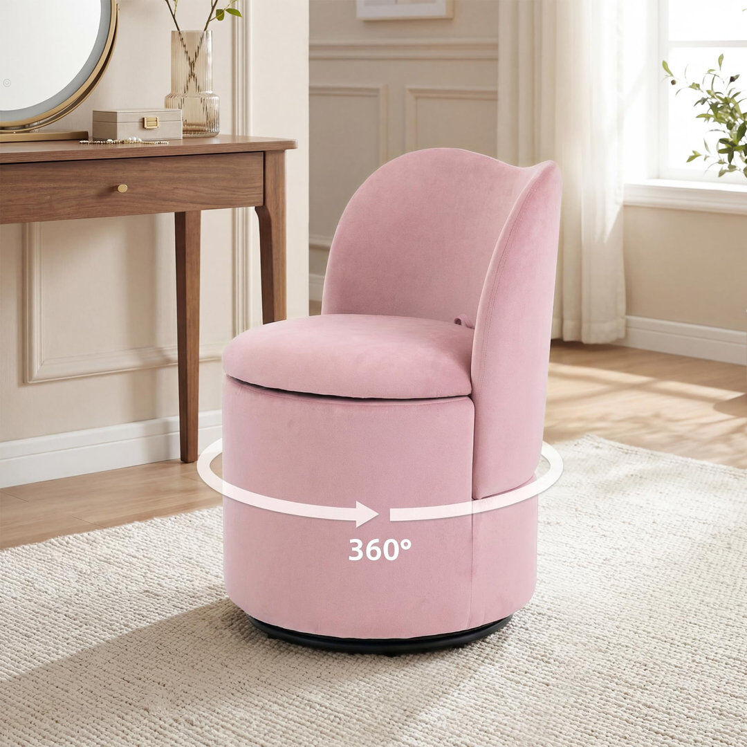 George Oliver Upholstered Swivel Accent Chair Pink 78cm H X 53cm W X 47cm D
