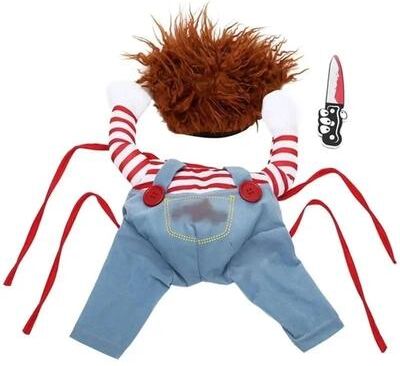 Inspire Curations Funny Halloween Dog Costume With Knife Plush Outfit For Dogs And Cats medium
