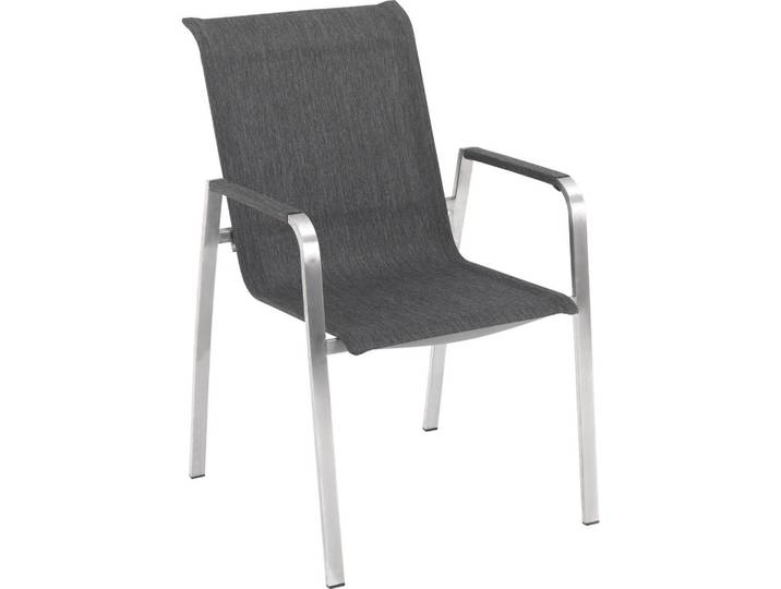 Amatio Stapelsessel, Edelstahlfarben, Dunkelgrau, Metall, Textil, Uni, eckig, 56x91x65.50 cm, stapelbar, Gartenmöbel, Gartenstühle, Gartenstühle stapelbar